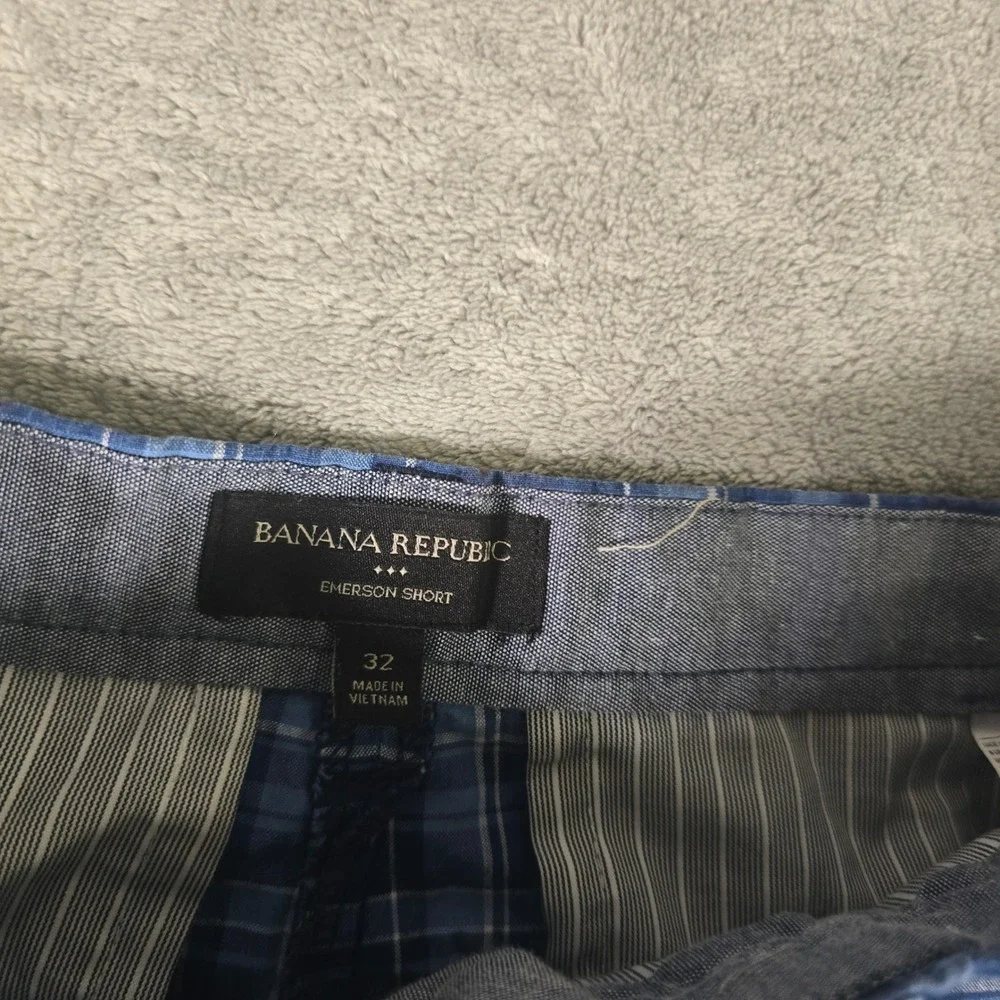 Banana Republic Mens Plaid Shorts Emerson‎ Casual Blue Size 32
